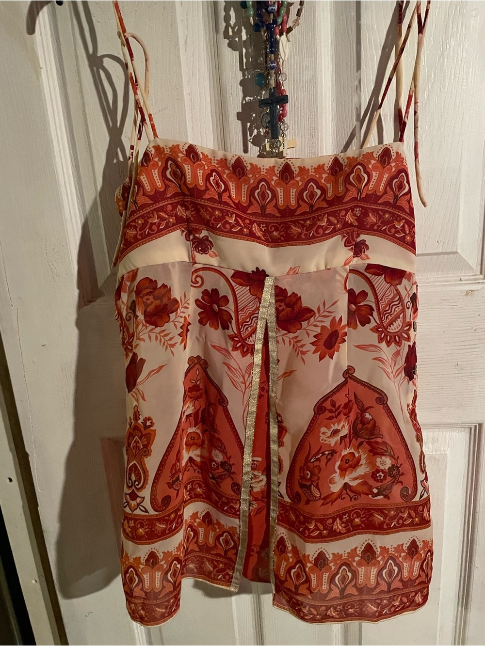Guess Red and Cream Floral Top